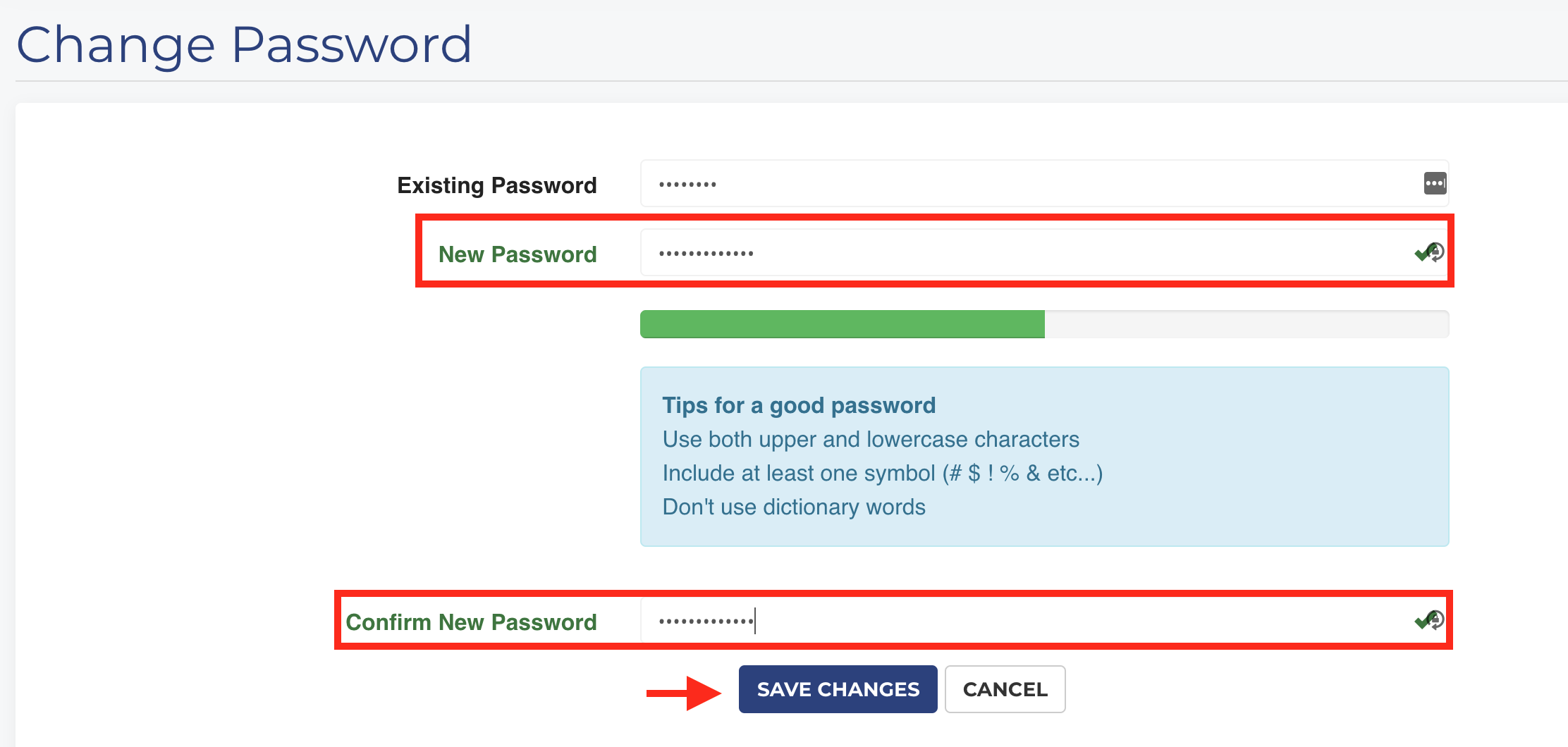 iON | Knowledge Base | Change password